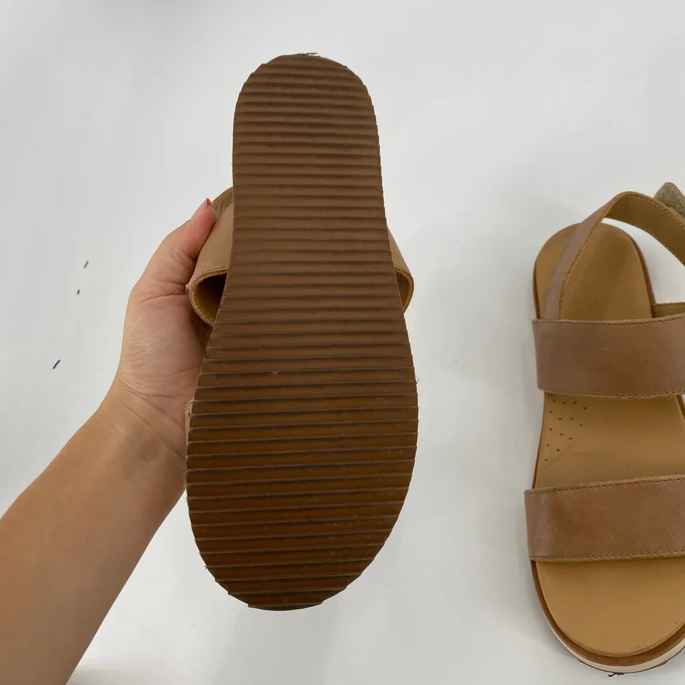 Nisolo Go-To Flatform Sandal Womens 6.5 Brown Leather Ankle Strap